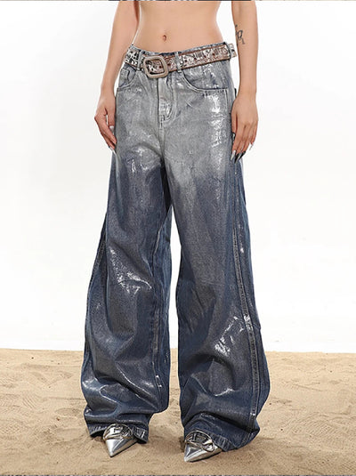 Coated metallic jeans-Y3K Style