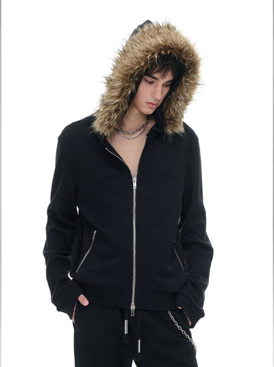 Fur hood jacket y2k-Y3K Style