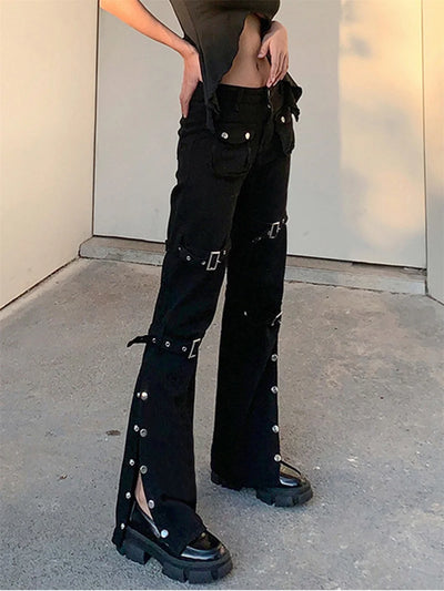 Goth flare pants-Y3K Style