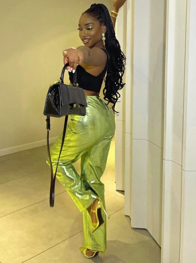 Metallic green pants-Y3K Style
