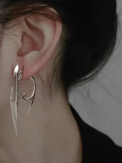 Silver earrings y2k-Y3K Style